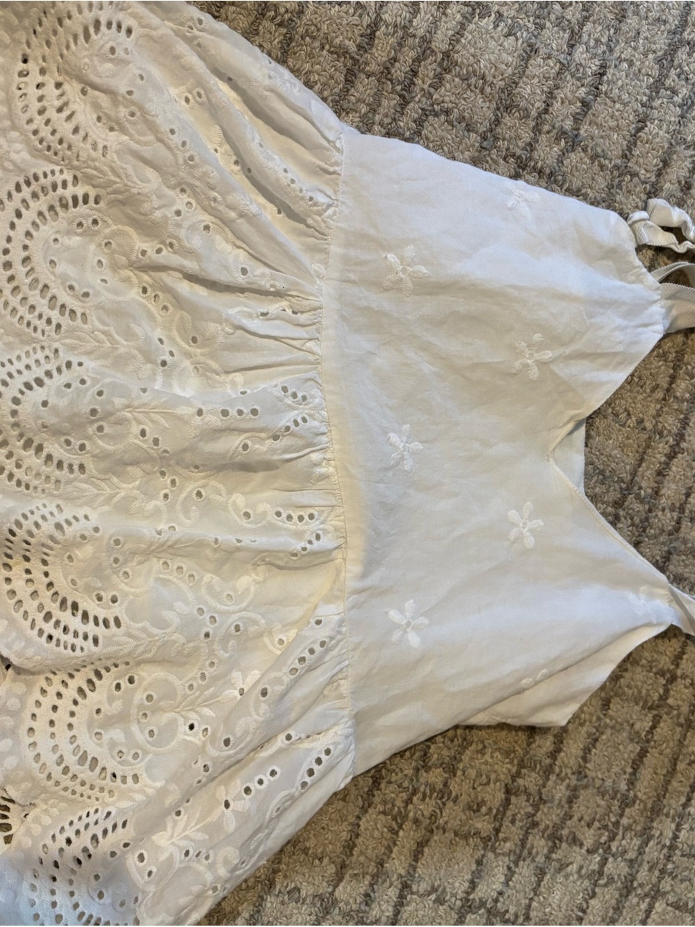 White Eyelet Sundress with Floral Embroidery